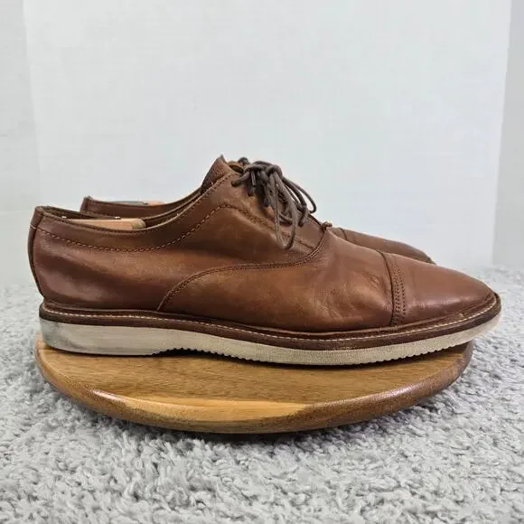 Frye Paul Lt Bal Tan Brown Leather Casual Lifestyle Cap Toe Oxford Mens 12 D